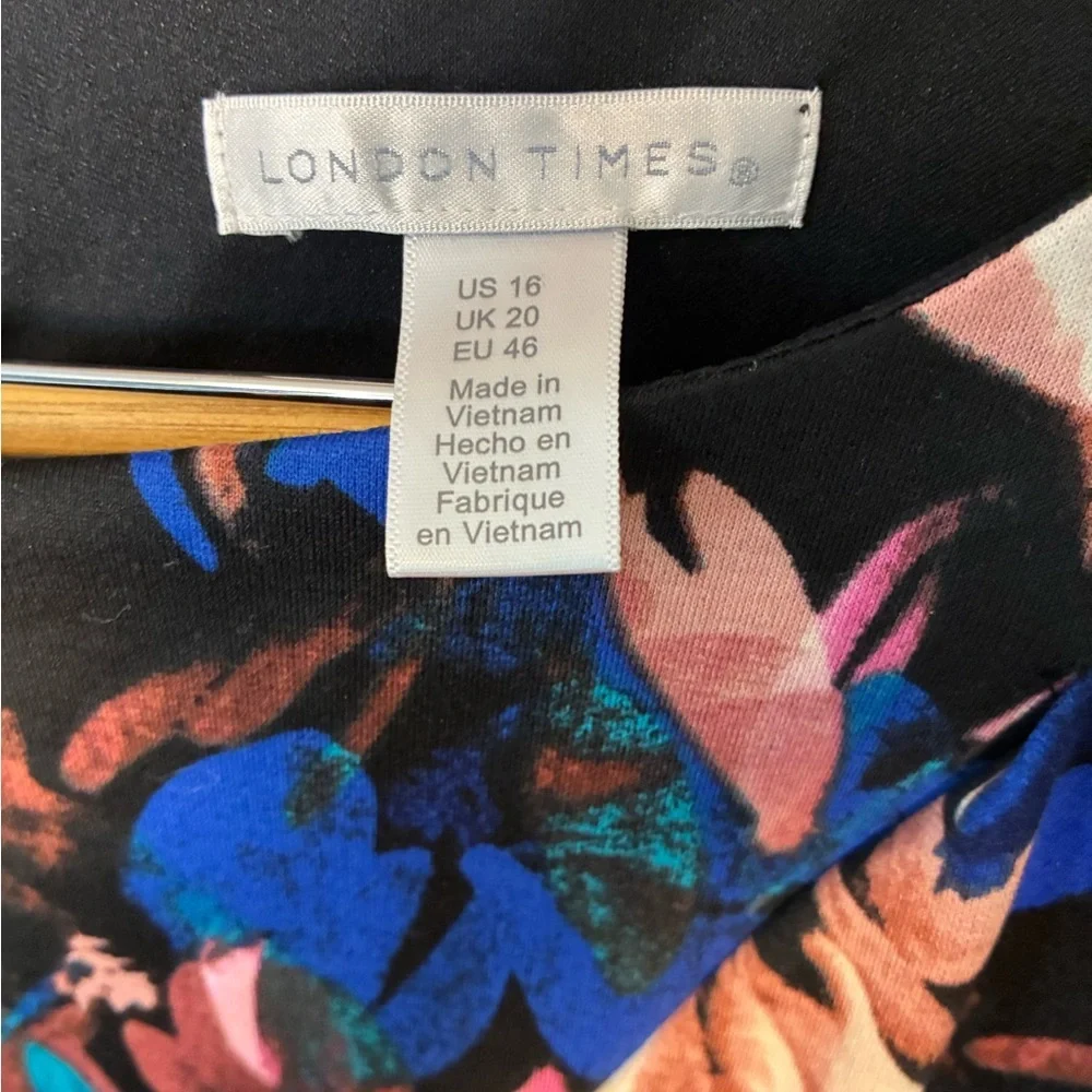 London Times Abstract Floral Printed A-Line Dress Size 16 Spring - Picture 3 of 9